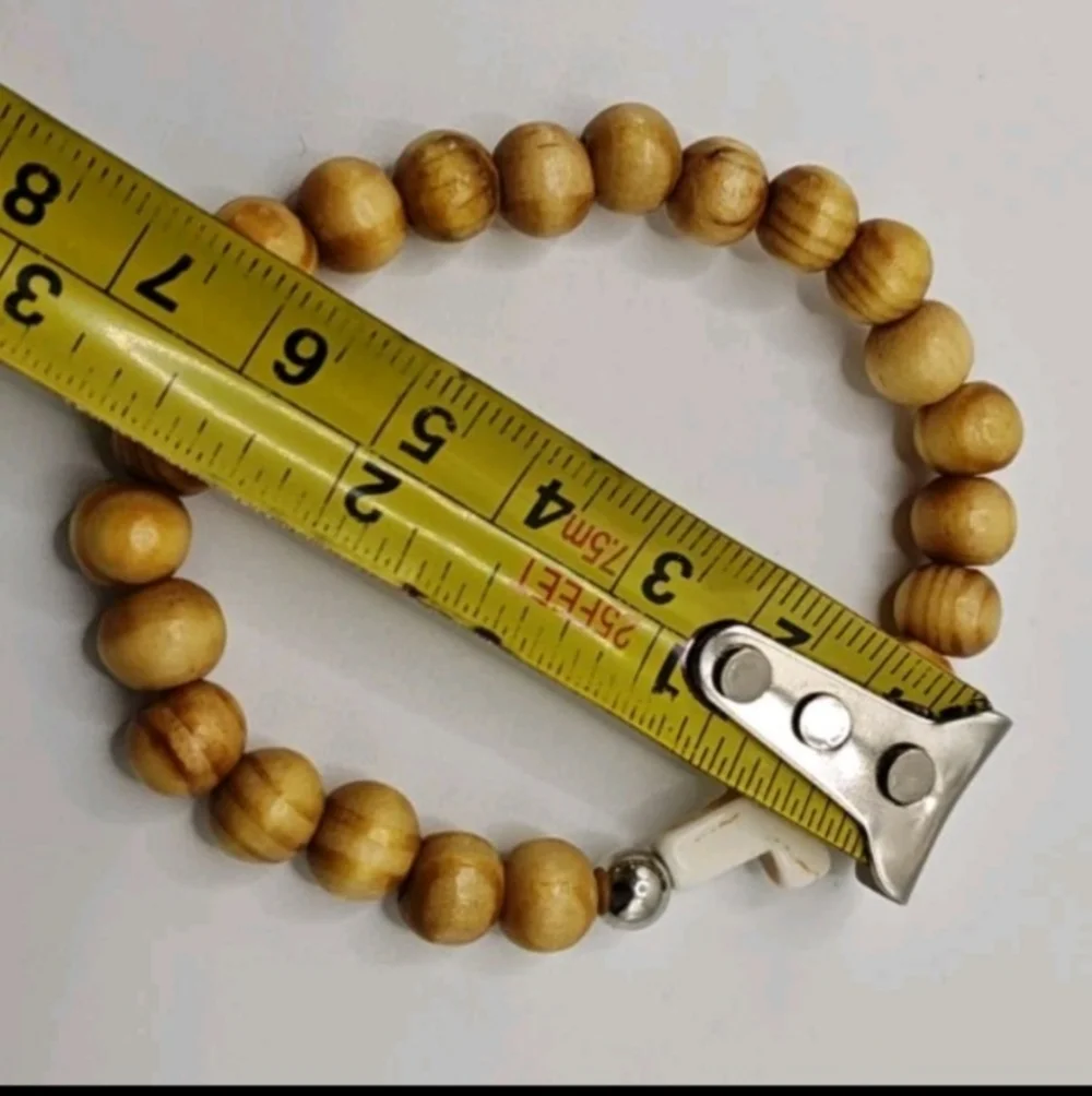 Stacked Beaded Cross Stretch‎ Bracelets White Tan Brown Christian Religious